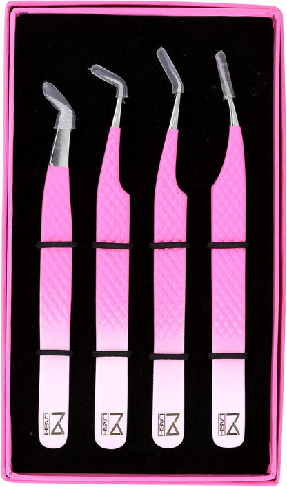 M LASH - V3 Tweezer Set Diamond Grip NANO Fiber Tip - Volume & Classic Eyelash Extensions - Japanese Steel Lash Tool (PW-Ombre)