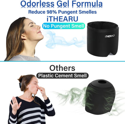 iTHERAU Migraine Ice Head Wrap, Headache Relief Hat & Migraine Cap Cold Compress, Migraine Relief Cap for Headache Eyes Mask for Puffy Eyes, Tension, Sinus & Stress Relief (2Packs)