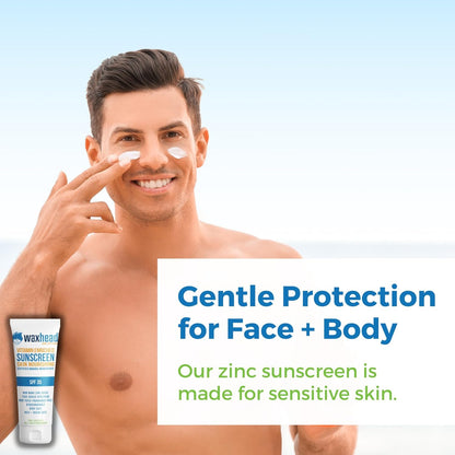 Waxhead Non-Nano Zinc Oxide Sunscreen, EWG Sunscreen with Zinc Oxide for Face + Body, Mineral Natural Non-Toxic Pure Sunblock, Biodegradable Cream Lotion Sun Block, Tattoo, Eczema Vitamin D + E (4oz)