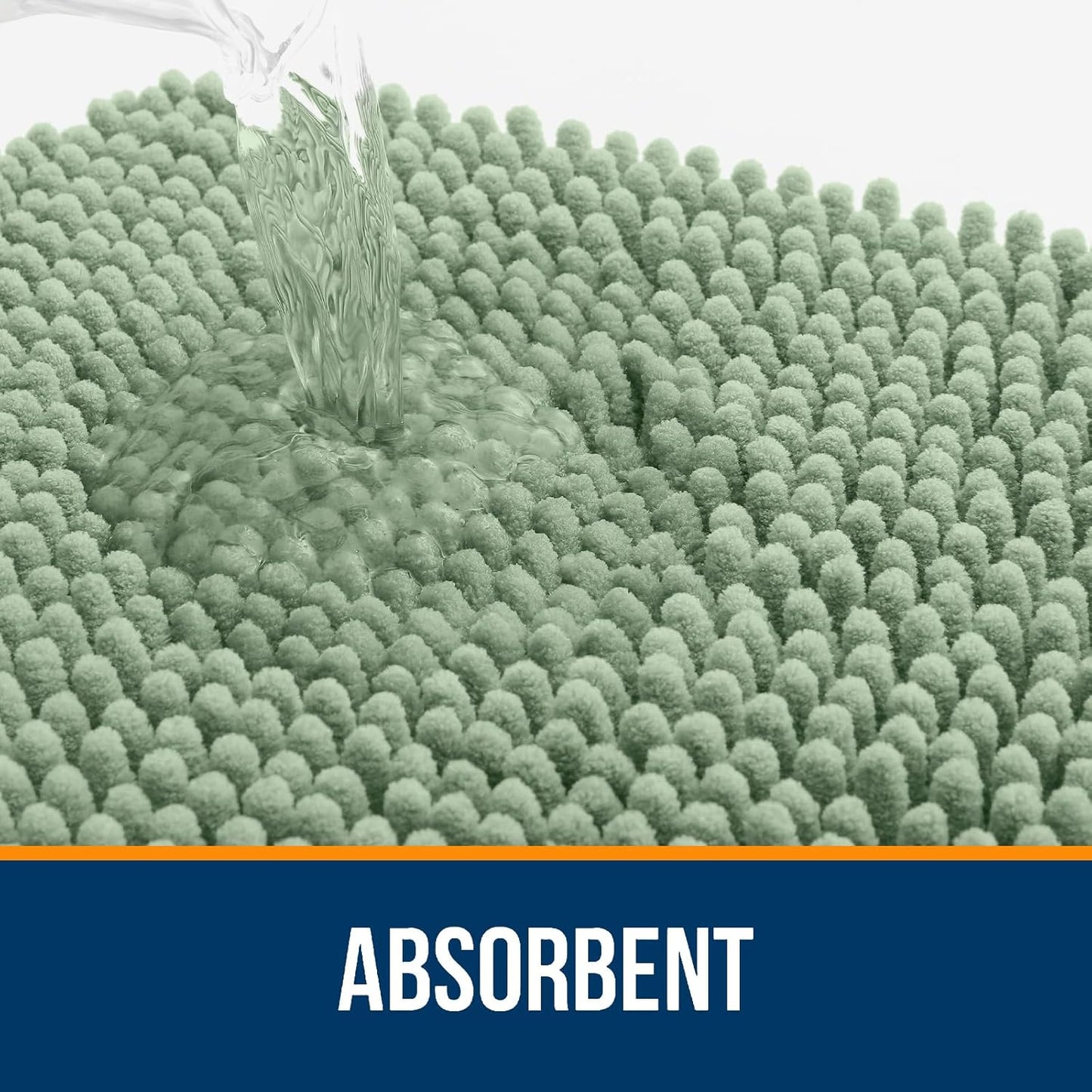 OLANLY Bathroom Rugs 47x32, Extra Soft Absorbent Chenille Bath Rugs, Rubber Backing Quick Dry, Machine Washable Bath Mats for Bathroom Floor, Tub and Shower, Home Decor Accessories, Sage Green