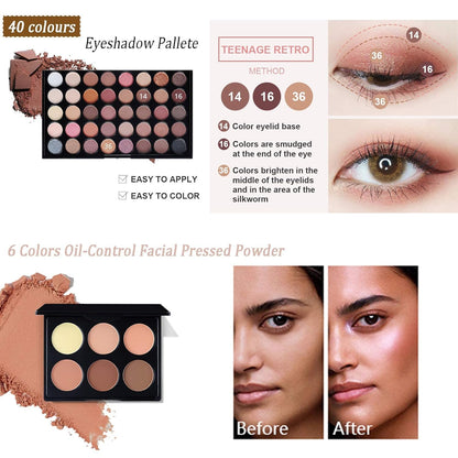 Makeup Kit for Women Full Kit, 24PCS Multi-Purpose Makeup Kit All-in-One Makeup Gift Set Makeup Essential Starter Kit, Compact and Lightweight Design for Girls, Women