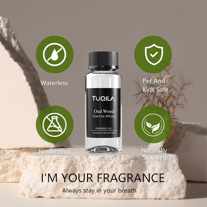 Hotel Waterless Diffuser Oil Oud Wood, Essential Scent Oil Usage Cold Air Waterless Diffuser, Luxury Scents Oils Fragrance Bottle120 ML Home Natural Flavour