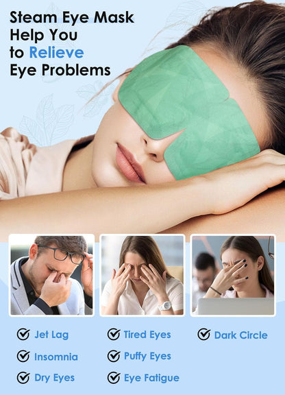 30 PACK Steam Eye Mask for Dry Eyes, Eye Mask Warm Compress 45Mins, Moist Heated Eye Masks forDark Circles Puffiness Eye Bag, Travel Portable Business Office