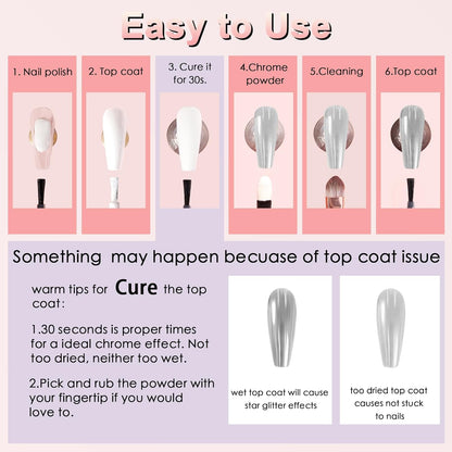 Allstarry Chrome Nail Powder 2pcs Black Silver Metallic Mirror Effect Dust Glitter Glazed Manicure Decoration Reflective Pigment for Gel Polish Nail Art Decoration- Milky Trajectory