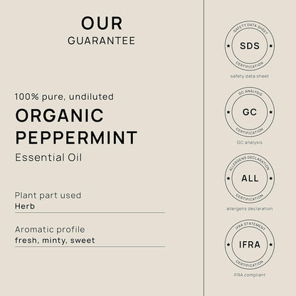VINEVIDA Organic Peppermint Essential Oil 10 mL - Undiluted Candle Oil Scent for DIY Candlemaking and Soap Making