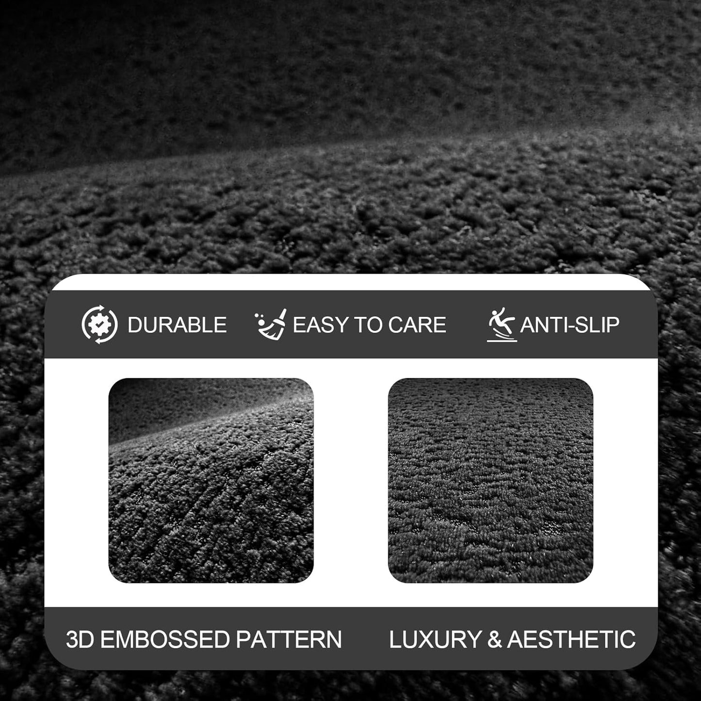 Bath Mat-Non-Slip Bathroom Floor Mats-Absorbent Quick Dry Low Pile Bathroom Rugs Fit Under Door-Bath Rug for Sink,Bathtub,Shower Room,17"×24",Black