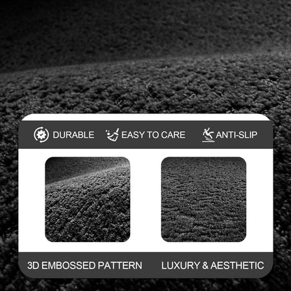 Bath Mat-Non-Slip Bathroom Floor Mats-Absorbent Quick Dry Low Pile Bathroom Rugs Fit Under Door-Bath Rug for Sink,Bathtub,Shower Room,20"×32",Black