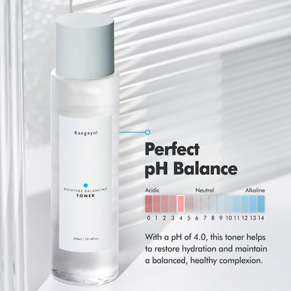 Moisture Balancing Face Toner - Korean Skincare for Sensitive Skin, Hydrating & Soothing with Exfoliating PHA and Hyaluronic Acid, Botanical, Sulfate-Free, Low pH Daily Toner (10.14fl oz)