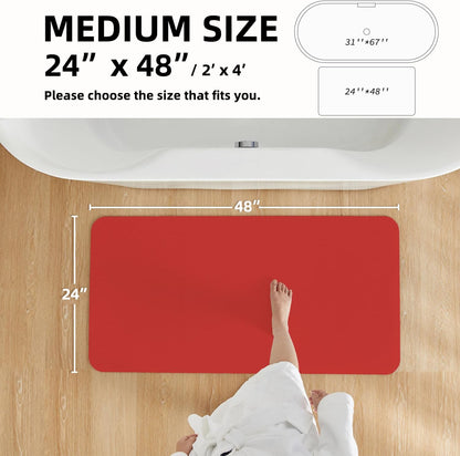 Christmas Bath Mat, Red Bathroom Rugs Non Slip Washable Thin Absorbent Bath Mat Fits Under Door Bathroom Floor Mat Perfect for Bath, Shower, or Sink 24"x48" Red