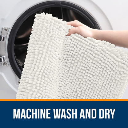 OLANLY Bathroom Rugs 44x24, Extra Soft Absorbent Chenille Bath Rugs, Rubber Backing Quick Dry, Machine Washable Bath Mats for Bathroom Floor, Tub and Shower, Home Decor Accessories, Ivory