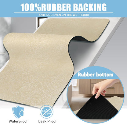 Diatomaceous Earth Bath mat Bathroom Rugs Super Absorbent Quick Dry Non Slip Bath Mat Thin Bathroom Floor Mats Fit Under Door-Shower Rug for in Front of Bathtub Shower, Coffee, 19.6"x31.5"