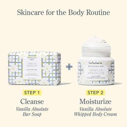 Beekman 1802 Whipped Body Cream, Vanilla Absolute - Scented - 8 oz - Intensely Hydrating & Softens Skin - With Goat Milk - Good for Sensitive Skin - Cruelty Free