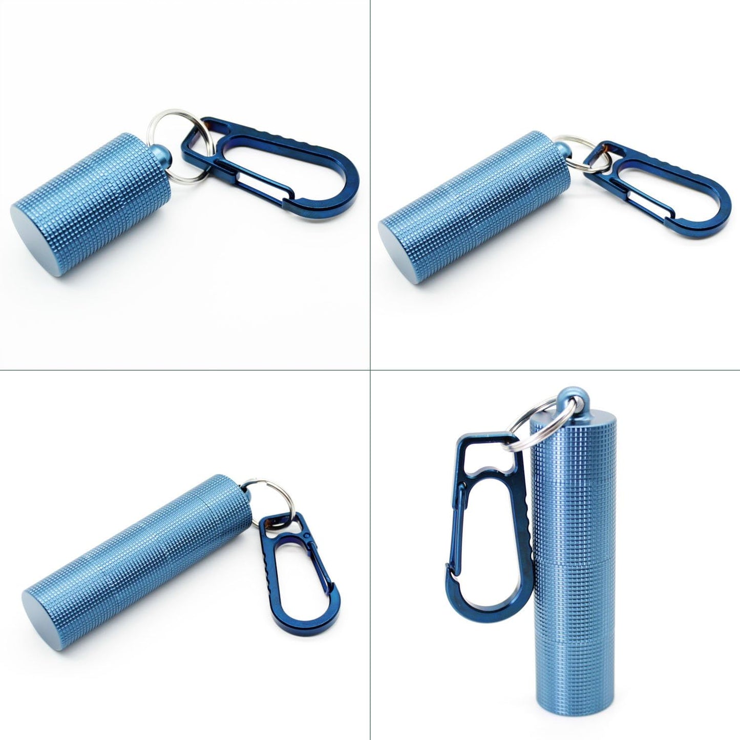 PPFISH Portable Daily Pill Case, 3 Compartments Anti-Skid Aluminum Alloy Waterproof Pill Box Dispenser, Small Pocket Pill Container, Keychain Pill Fob, Travel Pill Holder for Men Women