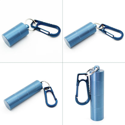 PPFISH Portable Daily Pill Case, 3 Compartments Anti-Skid Aluminum Alloy Waterproof Pill Box Dispenser, Small Pocket Pill Container, Keychain Pill Fob, Travel Pill Holder for Men Women