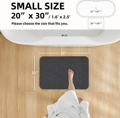 Black Bath Mat, Bathroom Rugs Non Slip Washable Thin Absorbent Quick Dry Bath Mat Fits Under Door Bathroom Floor Mat Perfect for Bath, Shower, or Sink 20"x30" Black