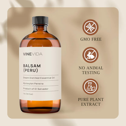 VINEVIDA Balsam Peru Essential Oil 16 oz - Undiluted for Candle Making and Soap Making - DIY Candle Scents - Safe for Skin