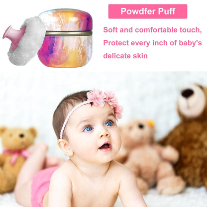 Body Powder Puff and Container for Dusting Powder, Women Powder Puff and Powder Case for Bath and Travel (Abstractionism)