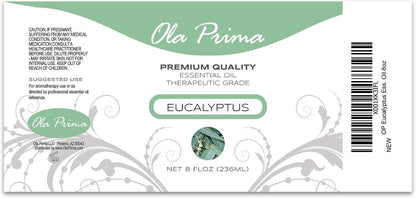 Ola Prima Eucalyptus Essential Oil 8 Fluid Ounces – Pure Therapeutic Grade Eucalyptus Oil for Aromatherapy