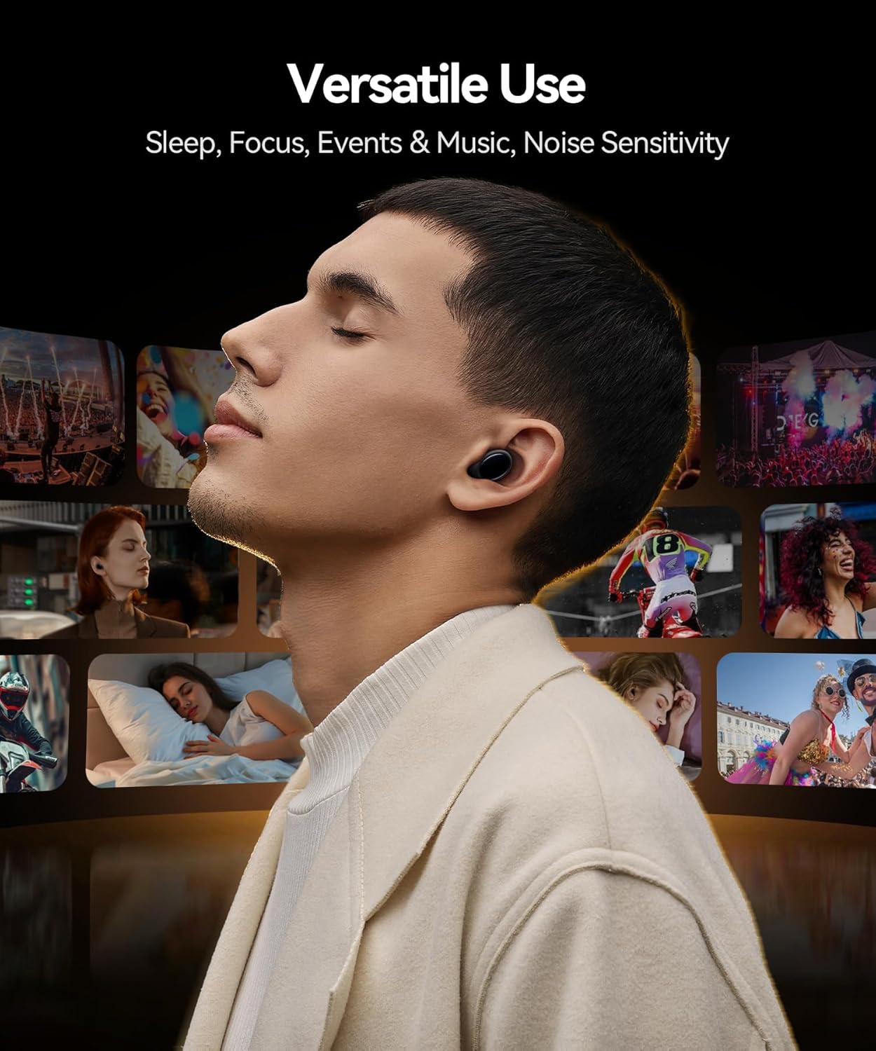 Ear Plugs for Sleeping 45dB Noise Cancelling Ear Plugs for Concerts & Noise Reduction, Earplugs for Sleep, Snoring Airplane Musician Calmer, Silicone Earplugs Reusable Concert Ear Plug +8Tip Black