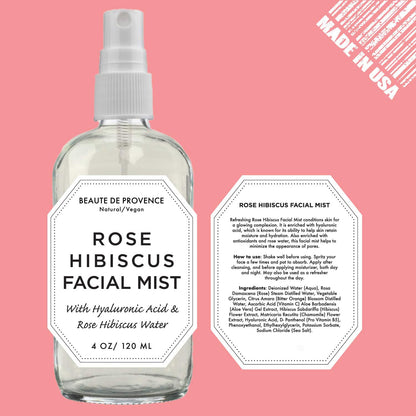 Rose Water Spray for Face & Body Refreshment with Moisturizing Hyaluronic Acid and Hibiscus water | Instant Hydration, Cooling, Calming & Conditioning (8 FL OZ)