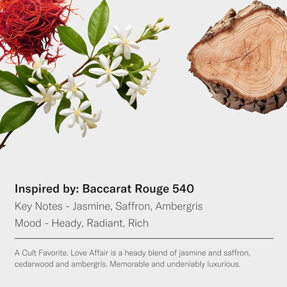 AromaTech Love Affair Aroma Essential Oil Blend: Luxury Hotel Inspired Aromatherapy with Jasmine, Saffron, Cedar & Amber for Ultrasonic Diffusers & Nebulizers - 2 fl oz, 60 mL