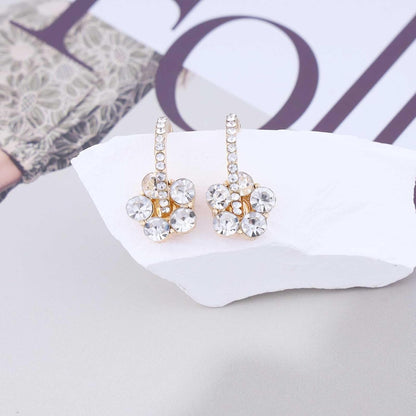 Vintage Rhinestone Flower Drop Earrings Crystal Flower Stud Earrings Gold Cz Hoop Earrings Sparkly Crystal Wedding Earrings Jewelry for Women