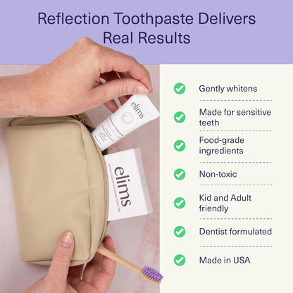 ELIMS Travel Size Nano Hydroxyapatite Toothpaste Fluoride Free - Xylitol Remineralizing Toothpaste for Whitening Sensitive Teeth - Lavender Vanilla Mint Toothpaste for Adults & Kids 1oz