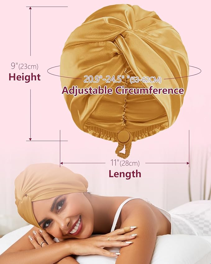 Adjustable silk satin hair bonnet