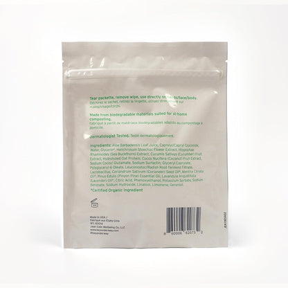 Cleansing Wipes - Essential Oils Blend of Bergamot Mint, Coriander, Lavender, Pinyon Pine with Aloe Vera – Face & Body Refresh, Skin Microbiome Balance, Dermatology Tested