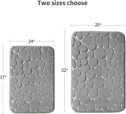 YIHOUSE Memory Foam Bath Mat Cobblestone Bathroom Rugs Super Water Absorbent Bath Mats for Bathroom Machine Washable Bath Rugs(24 x 36,Light Gray)