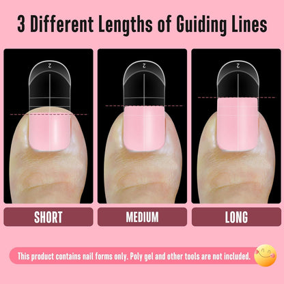 300 Pcs Toe Dual Nail Forms for Poly Gel Toenail Extension, Reusable Full Cover Molds for French Tip Acrylic Toenails, Nail Art Design Molds for Pedicure, for Salon & DIY at Home 15 sizes