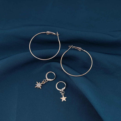 Vintage Exaggerated Circle Dangle Earrings Crystal Star Hoop Earrings Gold Hollow Large Hoop Earrings Circle Star Drop Earrings Jewelry for Women