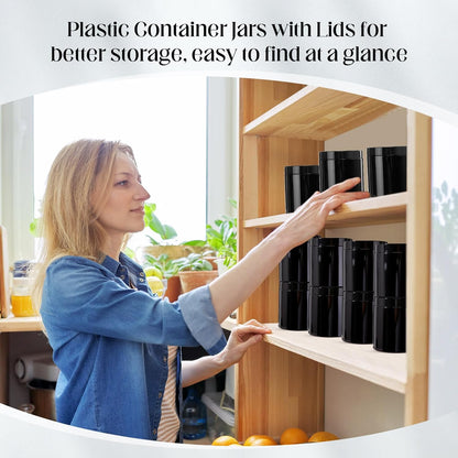 Patelai 4 Pieces Round Wide-mouth Leak Proof Plastic Container Jars with Lids for Travel Storage Makeup Beauty Products Face Creams Oils Salves Ointments DIY Making(16 Ounce,Pure Black)