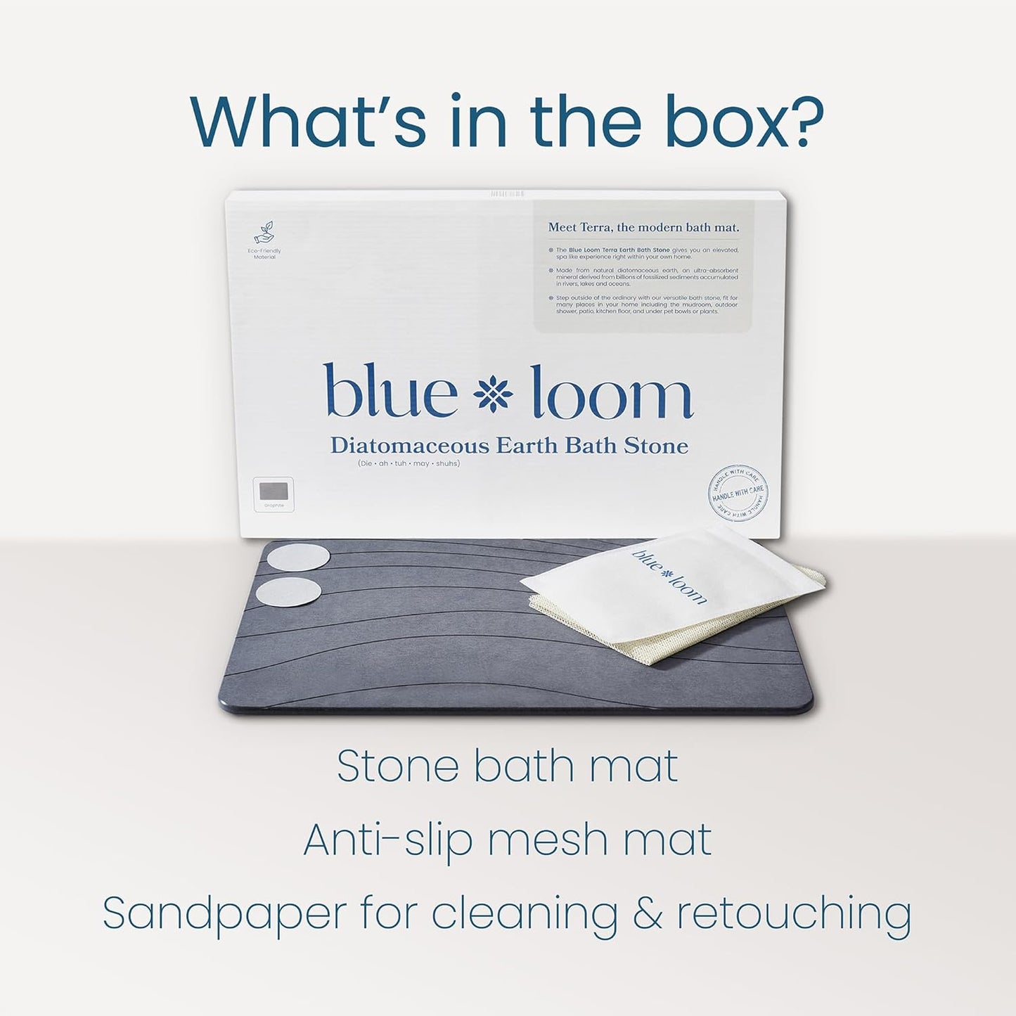 Stone Bath Mat, Premium Non-Slip Diatomaceous Earth Bathmat, Absorbent and Quick Drying to Elevate Your Bathroom, Dry Floor or Kitchen, Easy to Clean Spa Experience 15.3" x 23.6" - Grey