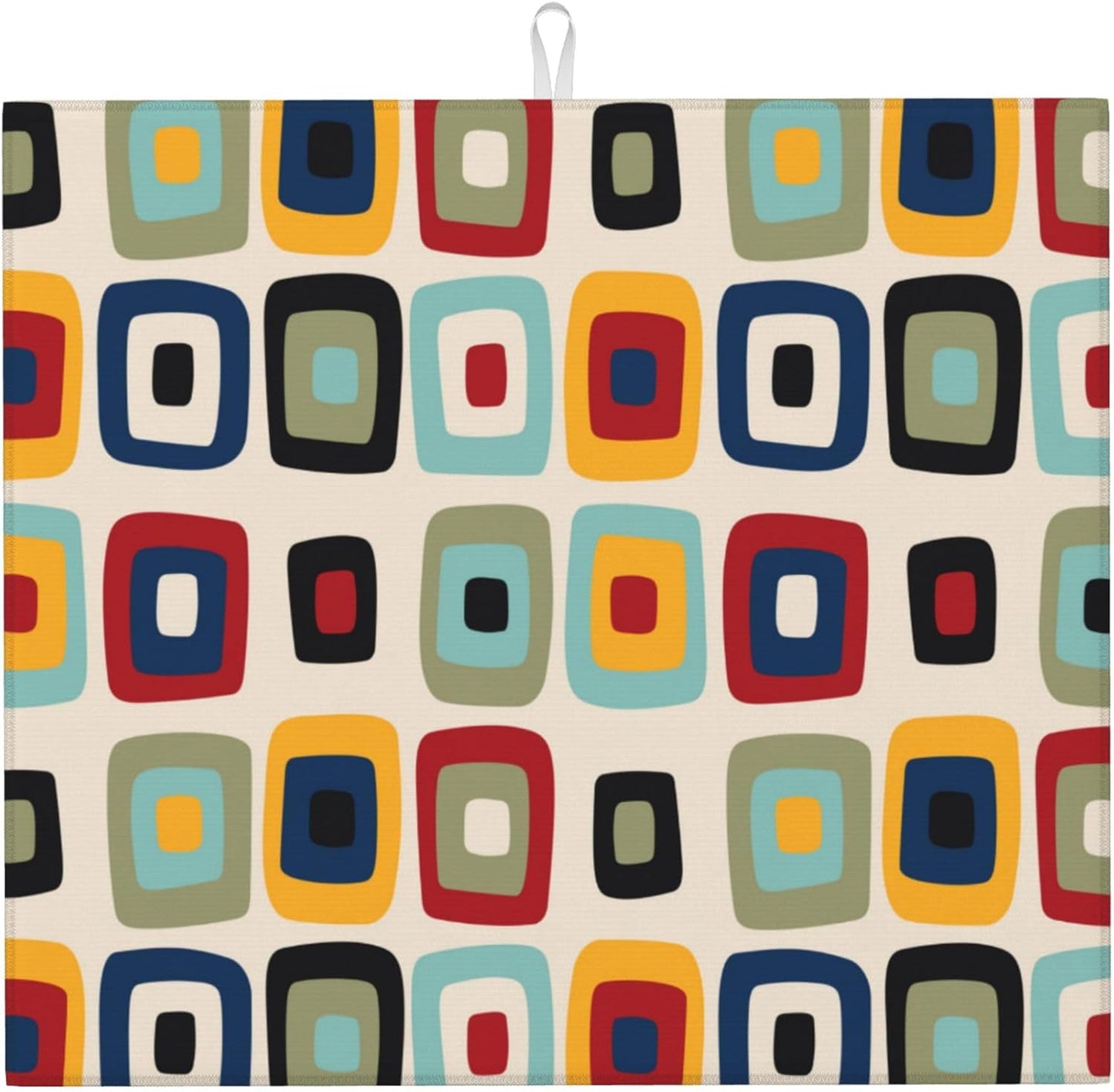 Mid Century Modern Retro Kitchen Drying Mat Microfiber Dish Drainer Mat for Kitchen Counter Absorbent Reusable Washable Vintage Decorative Drying Pad 16x18 Inch
