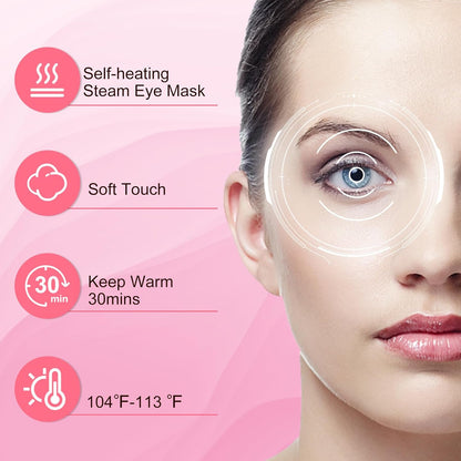 XPCARE 32 Pack Steam Eye Masks for Dry Eyes, SPA Warm Sleep Eye Mask, Disposable Heated Eye Mask for Dark Circles, Puffy Eyes, Relief Stress Eye Fatigue(Rose)