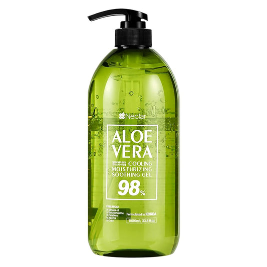 Aloe Vera Gel - for Sunburn Relief - Big 33.8oz / 1000ml - 98% Pure Aloe Vera - For Face, Skin and Hair - After Sun Care lotion - Sun Burn Moisturizer Cream (33.8 Fl oz)
