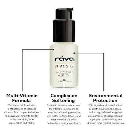 RAYA Vital Silk Serum (509) | Multi-Vitamin Facial Treatment for All Non-Sensitive Skin Beginning to show signs of Age | Softens and Smooths Complexion | Protects From Environmental Damage