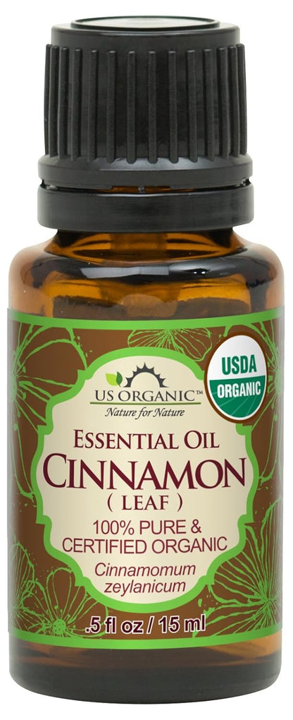 US Organic 100% Pure Cinnamon Leaf Essential Oil - USDA Certified Organic, Steam Distilled - W/Euro Dropper (More Size Variations Available) (15 ml / .5 fl oz)