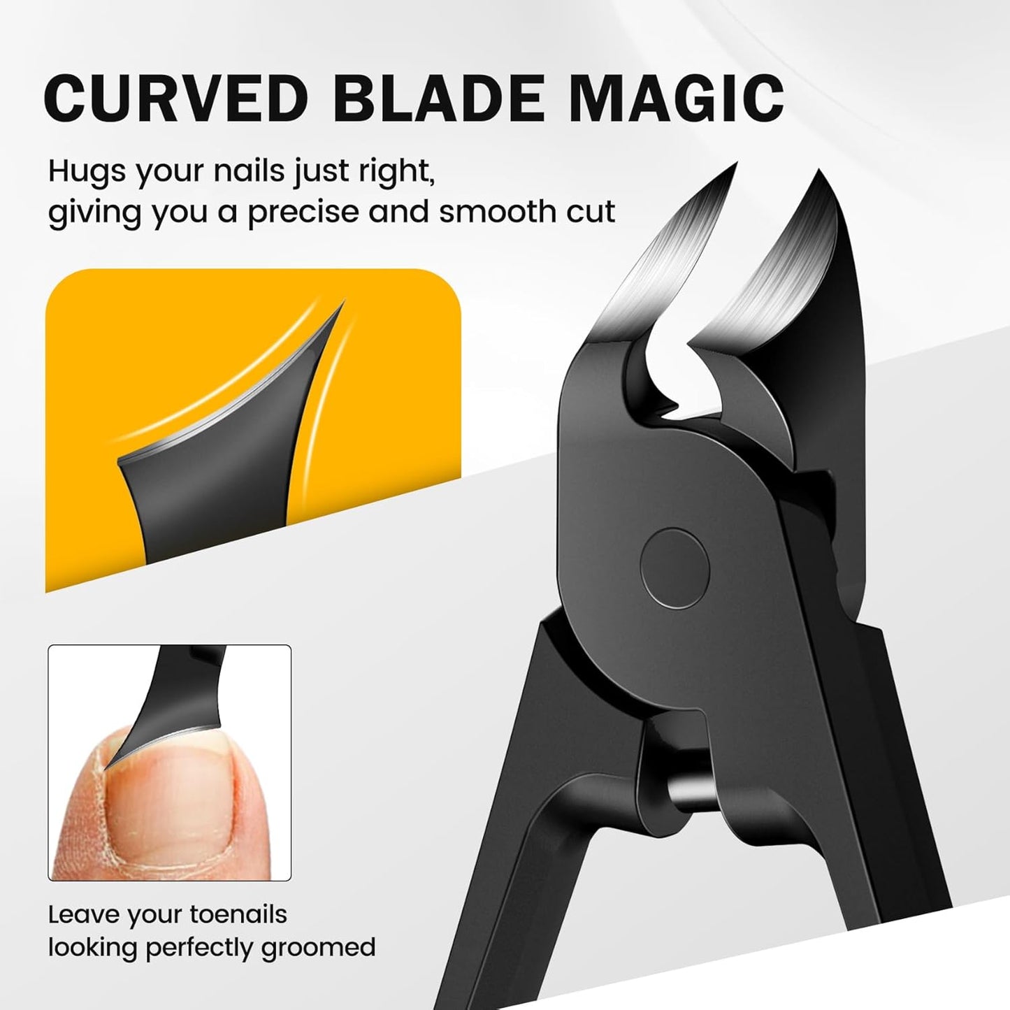 BEZOX Thick Toe Nail Clippers - Comfortable Rebound Thick Spring Toenails Clipper for Thick Nails for Seniors, Precision Fingernail Clippers for Men and Women - Black