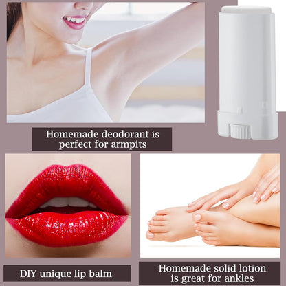 Wesiti 100 Pcs Plastic Empty Deodorant Containers 1/2 oz Travel Deodorant 15ml Refillable Containers Tubes Oval Lip Balm Tubes for Lip Balm DIY (White)