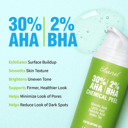 Ebanel Chemical Peel for Face, AHA BHA Exfoliator, Glycolic Acid Peel, Salicylic & Lactic Acid Face Peeling Gel, Infused with Green Tea & Chamomile for Acne Scars, Dark Spots, Wrinkles, Fine Lines