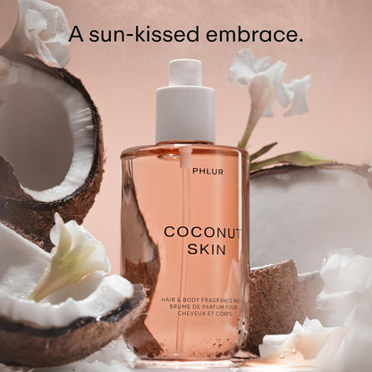 PHLUR Coconut Skin Body Mist - Hair & Body Fragrance Mist - Coconut Body Spray with Caramel, White Florals, Sandalwood & Amber (8 Fl Oz)