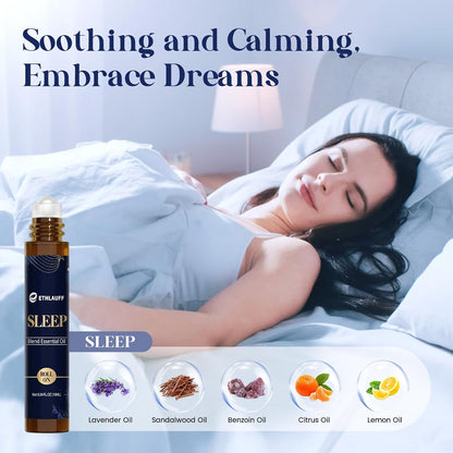 Essential Oil Roller Set, (Sleep, Relax, Happiness) Aromatherapy Roll On for Body Skin Care, Home - Natural Aromatherapy Gift, Relaxtion Gift, Stress Relief Gift for Women and Men