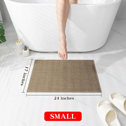 chakme Bathroom Rugs Mat 24x17, Ultra Thin Non Slip Bath Mat Small Quick Dry Absorbent Bath Mat for Bathroom Floor, (Dark Beige, 24"x17")