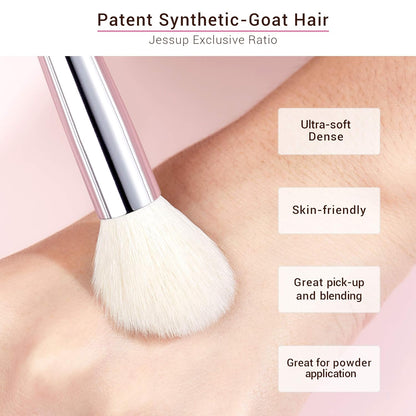 Jessup Brand 25pcs Professional Makeup Brush Set Beauty Cosmetic Foundation Powder Blusher Eyeshadow Blending Highlight Concealer Natural-Synthetic Hair Brushes Set (Pearl White/Silver)