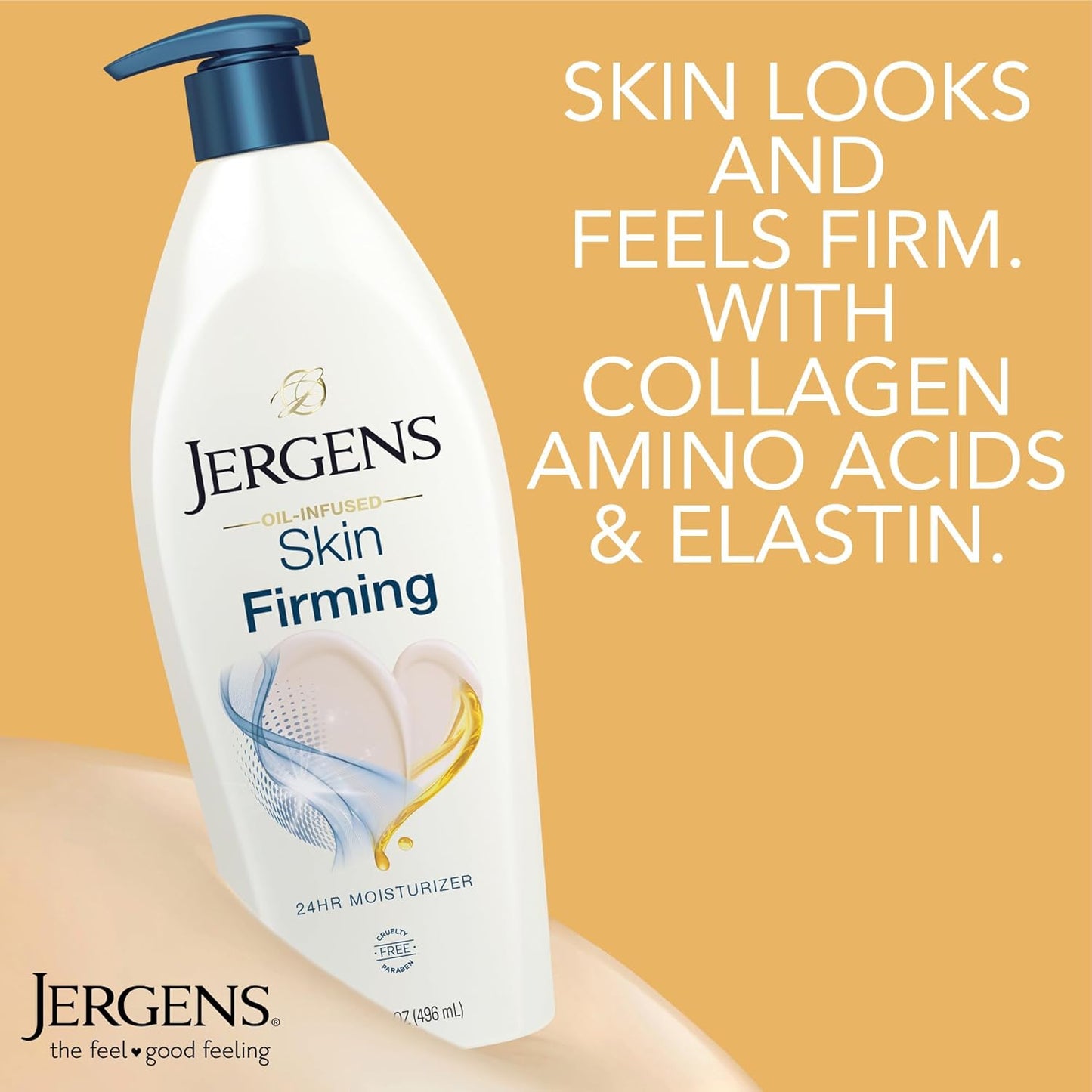 Jergens Skin Firming Body Lotion for Dry to Extra Dry Skin, Skin Tightening Cream with Collagen and Elastin, Hydralucence Blend Formula, 16.8 oz