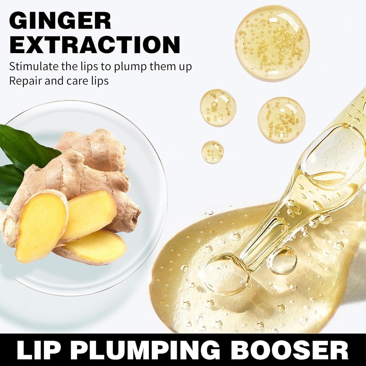 Erinde Lip Plumper Gloss, Natural Ginger Lip Plumping Booster, Ultra-Hydrating & Nourishing Plump Lip Plumper, Glossy Finish Fuller Lip Plumping Oil for Women Girls, G03