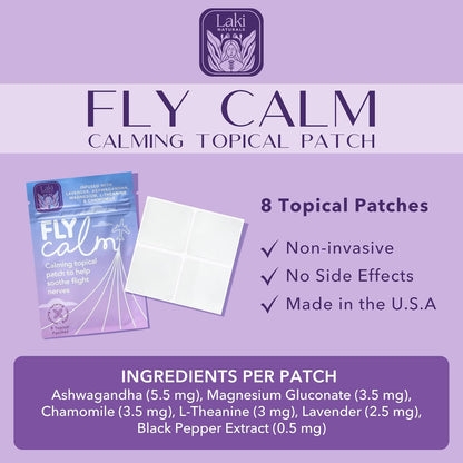 Laki Naturals Fly Calm Patch (2-Pack, 8 per Pack) | Plant-Based Ingredients for Air Travel Stress | Calm Your Fear of Flying