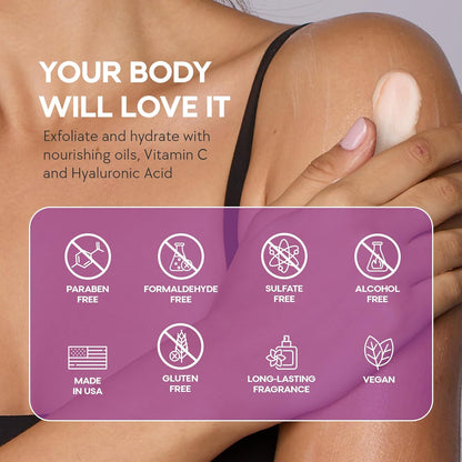 Dermasuri Exfoliating Sugar Scrub - Body Scrubber for Men & Women - Exfoliates & Removes Dead & Dry Skin for a Soft & Radiant Glow - Deep Hydration & Moisture - Coconut Passion Fruit